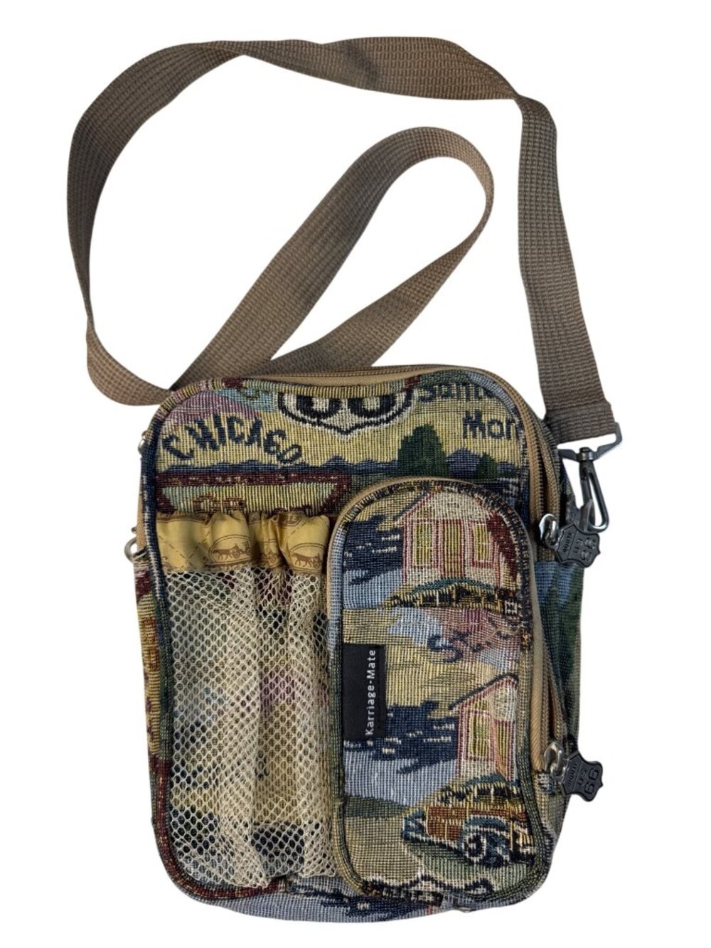 Route 66 Tapestry Utility Bag Crossbody Messenger Karriage Mate Vintage